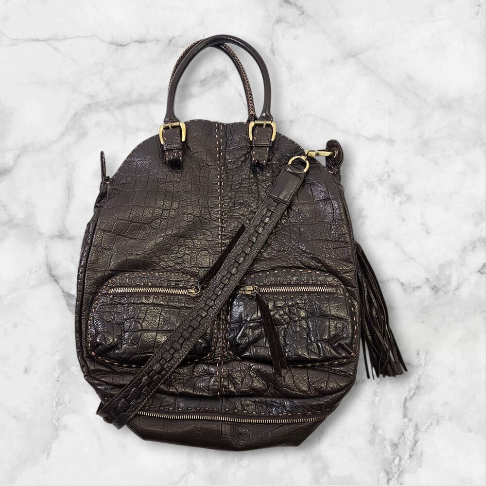VTG Y2K Carla Mancini Leather vintage Tote Shoulder Bag Purse Crossbody Designer